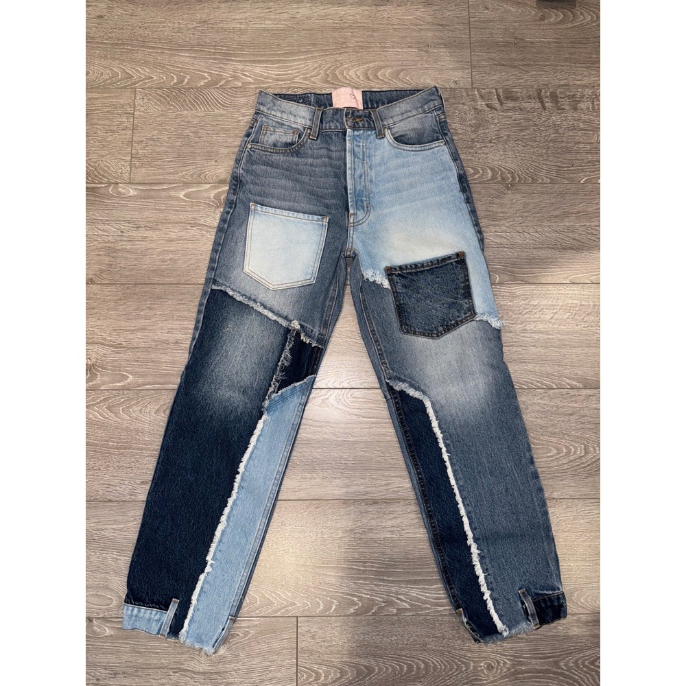 Revice Denim Venus Patchwork Straight Leg Size 26 Coquette Cottagecore Western